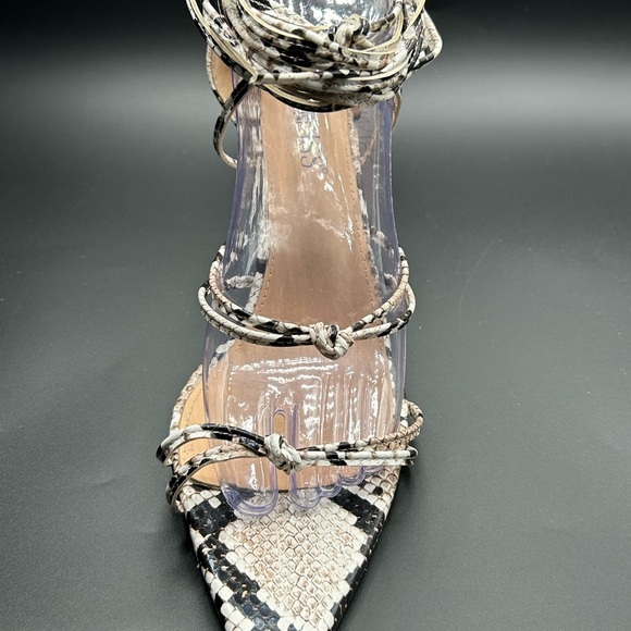 Wet Kiss Black Brown Ivory Snakeskin Tie-up Sandals Size 11 NWOT - Picture 9 of 12